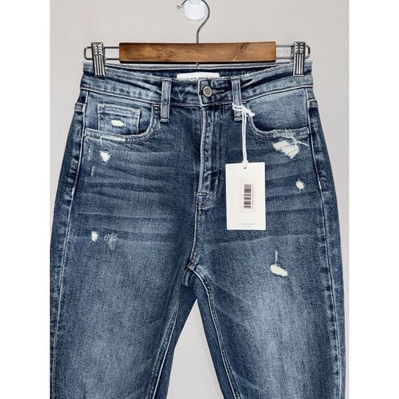 Flying Monkey Jeans High Rise Mom Jeans Distressed Ripped Stretch 90s Ankle 24 - Picture 8 of 16